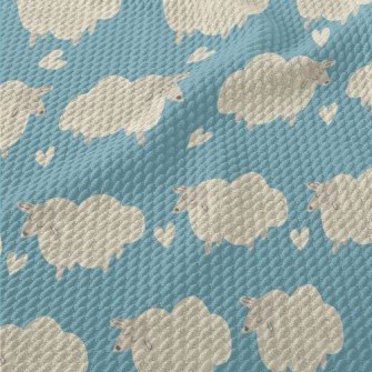 Hand Drawn Sheep And Love Birdseye Piqué