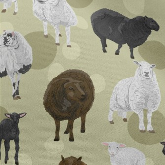 Hand Drawn Three Color Sheep Chiffon