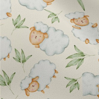 Watercolor Sheep And Green Lea Chiffon