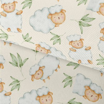 Watercolor Sheep And Green Lea Waterproof Oxford