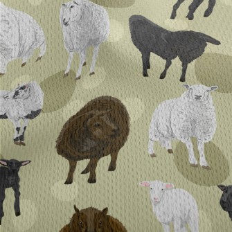 Hand Drawn Three Color Sheep Athletic Mesh Flat Back