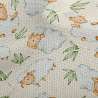 Watercolor Sheep And Green Lea Athletic Mesh Flat Back