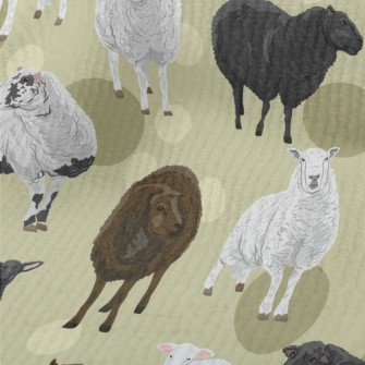 Hand Drawn Three Color Sheep Terry