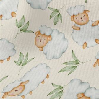 Watercolor Sheep And Green Lea Terry