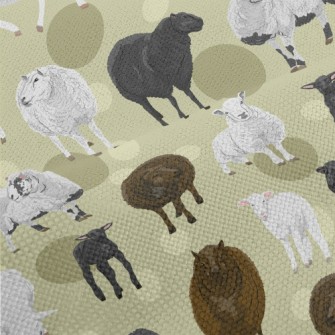 Hand Drawn Three Color Sheep Performance Linen