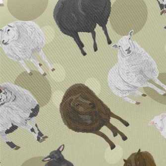 Hand Drawn Three Color Sheep Twill