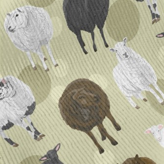 Hand Drawn Three Color Sheep Standard Corduroy