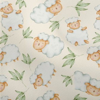 Watercolor Sheep And Green Lea Dobby