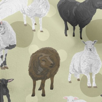 Hand Drawn Three Color Sheep Micro Fleece