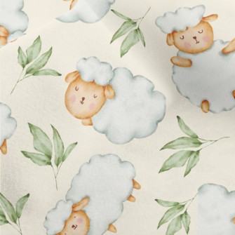 Watercolor Sheep And Green Lea Micro Fleece