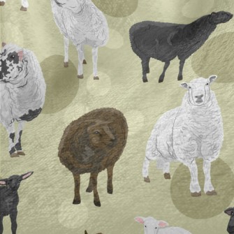 Hand Drawn Three Color Sheep Minky