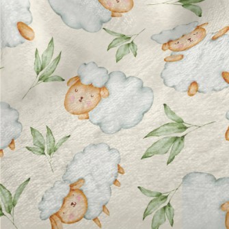 Watercolor Sheep And Green Lea Minky