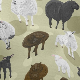 Hand Drawn Three Color Sheep Lightweight Performance Linen