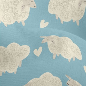 Hand Drawn Sheep And Love Lightweight Performance Linen