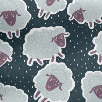 Cartoon Sheep Doodle Jersey Backed Fleece