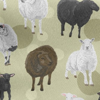 Hand Drawn Three Color Sheep Jersey Backed Fleece