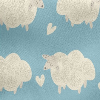 Hand Drawn Sheep And Love Jersey Backed Fleece