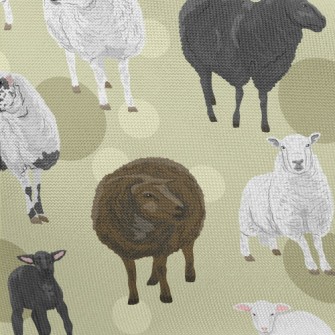 Hand Drawn Three Color Sheep Pongee