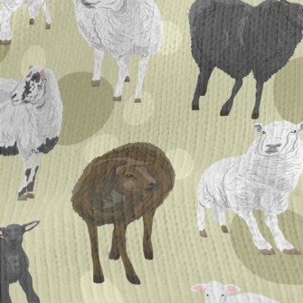 Hand Drawn Three Color Sheep Stretch Jersey