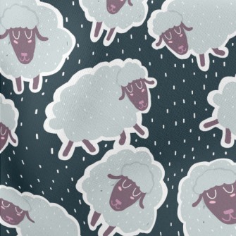 Cartoon Sheep Doodle Lightweight Cotton Poplin
