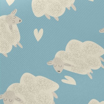 Hand Drawn Sheep And Love Midweight Cotton Poplin