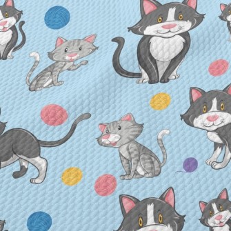 Cat Playing With Yarn Ball Birdseye Piqué