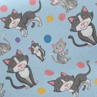 Cat Playing With Yarn Ball Twill