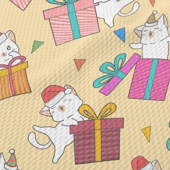 Cats Singing Christmas Songs Birdseye Piqué