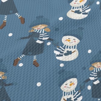 Dancing Girl Snowman Birdseye Piqué