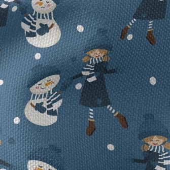 Dancing Girl Snowman Waterproof Canvas