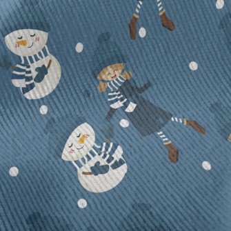 Dancing Girl Snowman Standard Corduroy