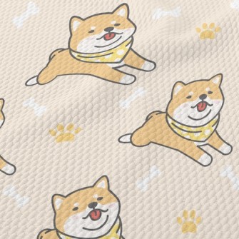 Lazy Shiba Inu With Tongue Sti Birdseye Piqué