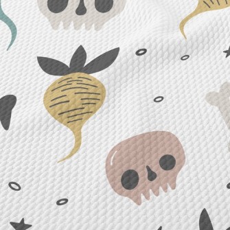 Poisonous Mushrooms And Skulls Birdseye Piqué