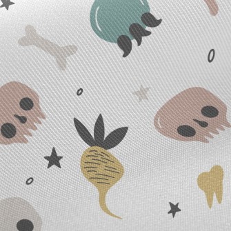 Poisonous Mushrooms And Skulls Twill