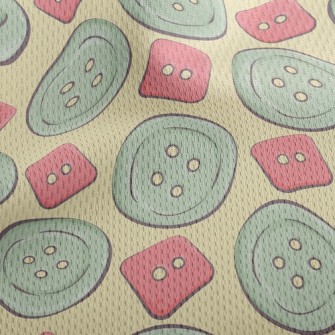 Oversized Buttons Athletic Mesh Flat Back