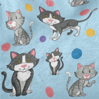 Cat Playing With Yarn Ball Minky