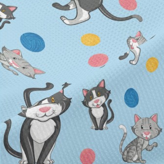 Cat Playing With Yarn Ball Piqué