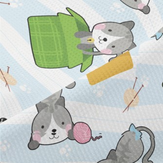 Playful Rolling Cat Piqué