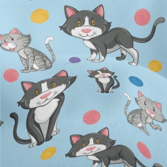 Cat Playing With Yarn Ball Lightweight Performance Linen