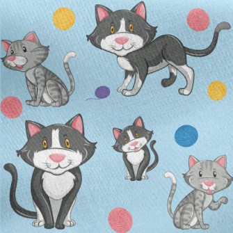 Cat Playing With Yarn Ball Jersey Backed Fleece