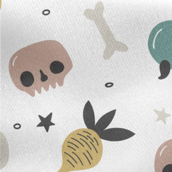 Poisonous Mushrooms And Skulls Jersey Backed Fleece