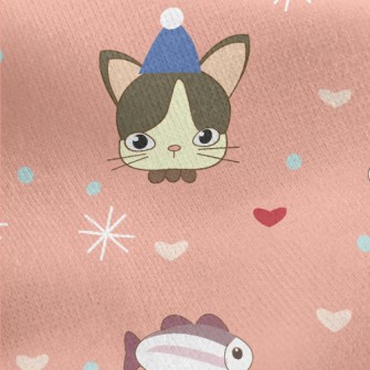 Kitten Celebrates Birthday Jersey Backed Fleece