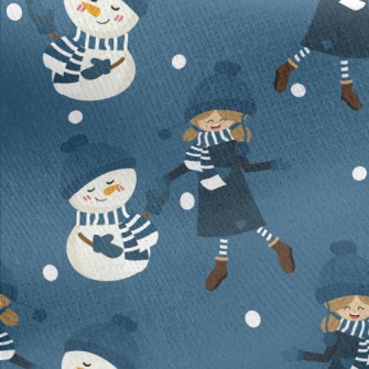 Dancing Girl Snowman Jersey Backed Fleece