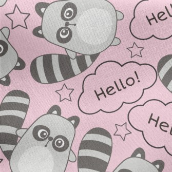 Say Hello Raccoon Jersey Backed Fleece