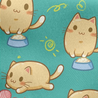 Cute Big-eyed Cat Jersey Backed Fleece