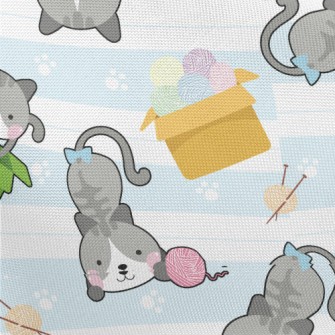 Playful Rolling Cat Pongee