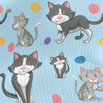 Cat Playing With Yarn Ball Stretch Jersey