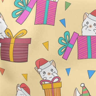 Cats Singing Christmas Songs Lightweight Cotton Poplin