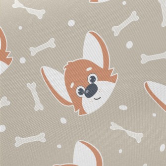 Cute Expression Corgi Midweight Cotton Poplin