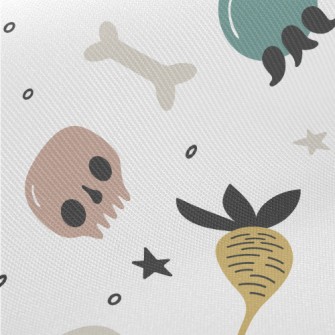 Poisonous Mushrooms And Skulls Midweight Cotton Poplin